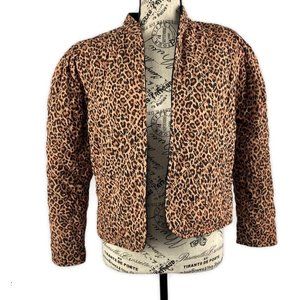 Something Navy reversible quilted leopard jacket